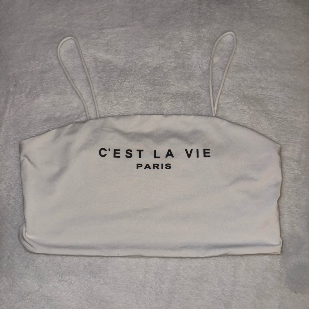 GIRLS SHEIN C‘est La Vie White Crop Top